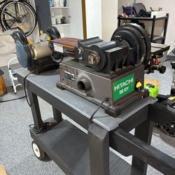 Hitachi Sander & Ryobi Grinder on wheeled cart