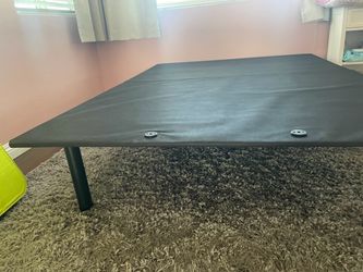 Dark Gray Upholstered Bed Foundation Platform