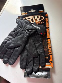 RW Wear Mens Large Black Leather Winter Gloved 3M Thinsulate 40 Grams OBO