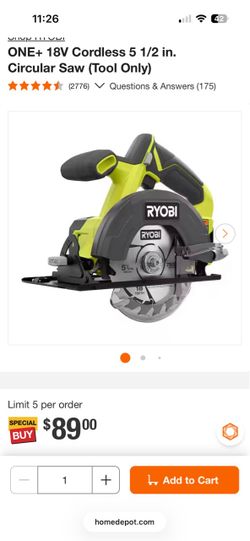 Ryobi ONE+ 18V Cordless 5-1/2 in. Circular Saw