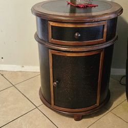 Round Wooden End Table – $90