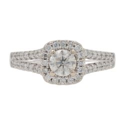 .51 Ct 14K White Gold Round Diamond In Square Halo Engagement Ring 