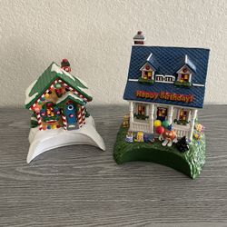 Vintage Department 56 Holiday And Birthday Celebration Candy Bowl Houses 