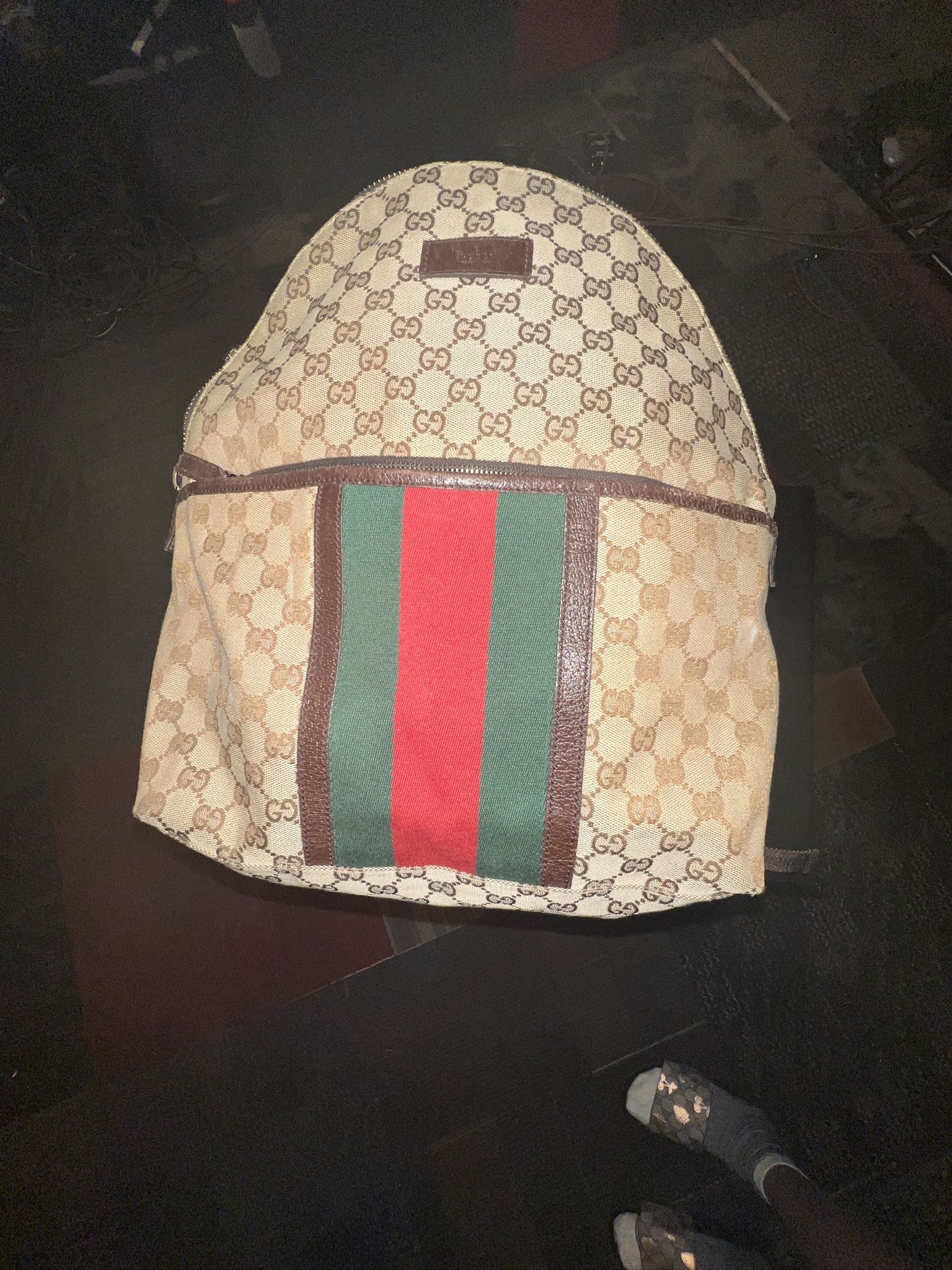 Authentic Gucci GG Supreme Monogram Canvas Web Backpack