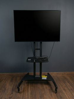 Samsung 43" Smart TV + Mobile Rolling TV Cart Stand Bundle