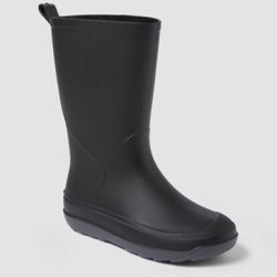 Cat & Jack Kids' Andy Rain Boots, Size 5- Black: Waterproof, Pull-On, Non-Marking Sole, Flexible Outsole