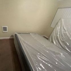Queen Sized Bed Box and Bed Frame Set - USED