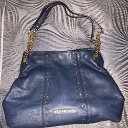 Michael Kors Jet Set leather Blue Studded Chain, Shoulder Bag