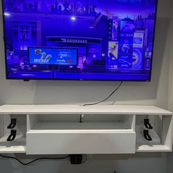 SogesPower Floating TV Stand Wall Mounted with Lights,LED TV Stand Floating Entertainment Center with Storage for Bedroom Living Room,Modern Floating 