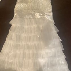 Girls White Dress Size 6x-7