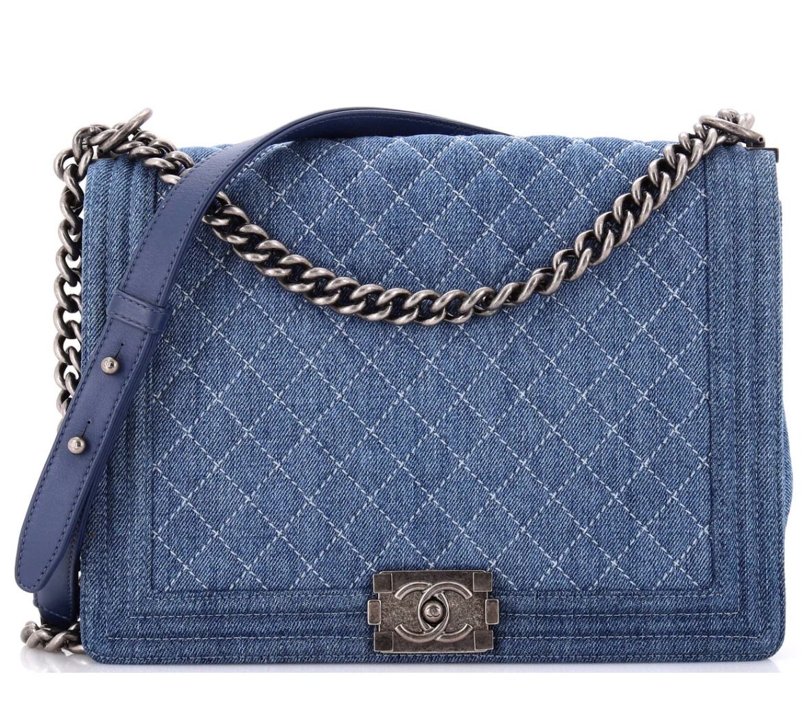 Chanel Denim Quilted Small Boy Flap Purse
