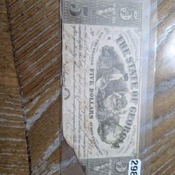 1864 State Of Georgia Five Dollar Bill