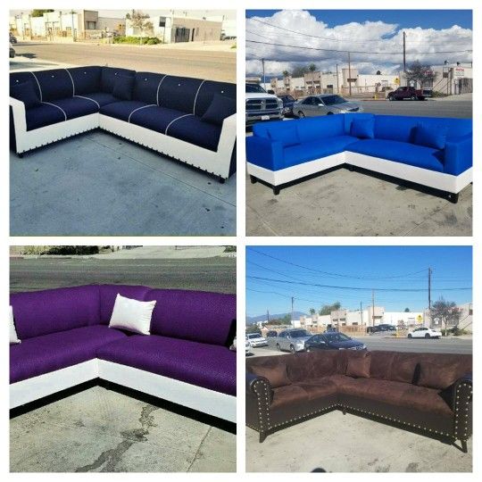  BRAND NEW 7X9FT  SECTIONAL COUCHES. BLACK, PURPLE, SEA,  BROWN  MICROFIBER  COMBO  Sofa 2pcs(L SOFA Couch)