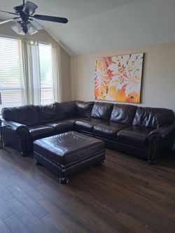 Furniture L Shape Couch w/ Ottoman