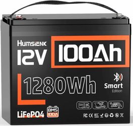 NEW Humsienk 12V 100Ah LiFePO4 Lithium Battery (Built-in Bluetooth & 100A BMS)