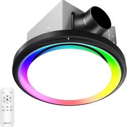 Akicon Bathroom Exhaust Fan with Light & Humidity Sensor, 110 CFM 1.5 Sones Vent Fan with RGB Light, 3CCT Dimmable & Nightlight for Shower Ro