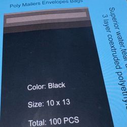 POLY MAILERS 10x13 BLACK SELF SEAL 100 PACK SHIPPING BAGS $20