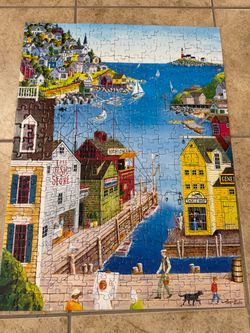 New England Harbor Town Jigsaw Puzzle