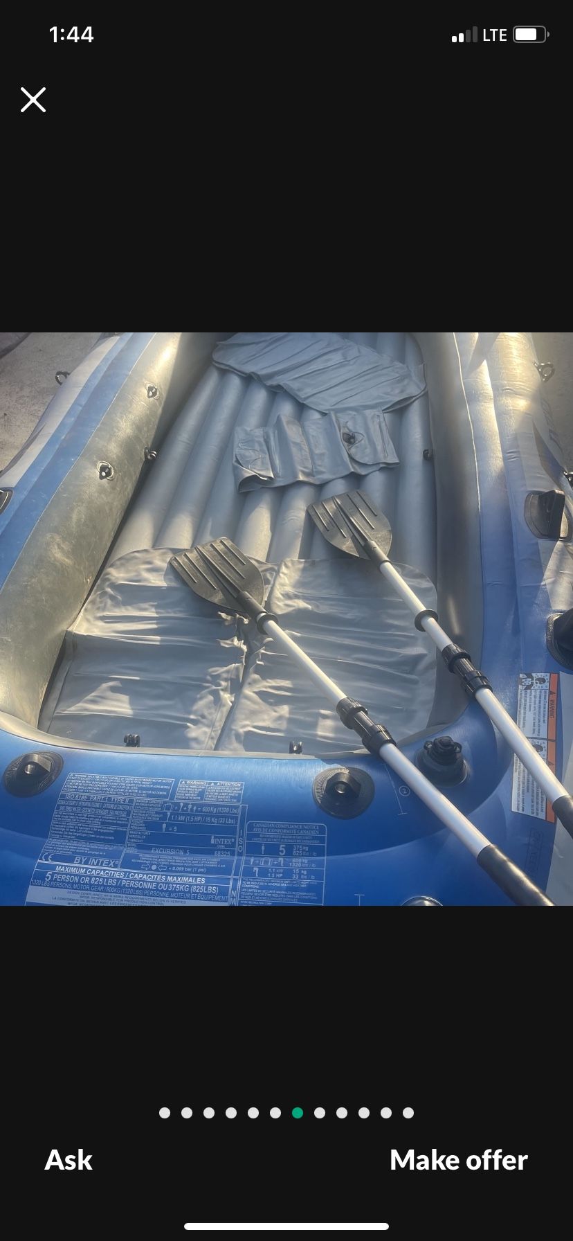 Intex Excursion 5 With Bimini Shade Cover And 2 Stroke Motor