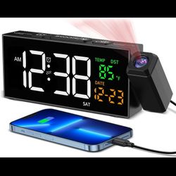 Netzu Projection Clock For Bedroom Ceiling Alarm Clock 