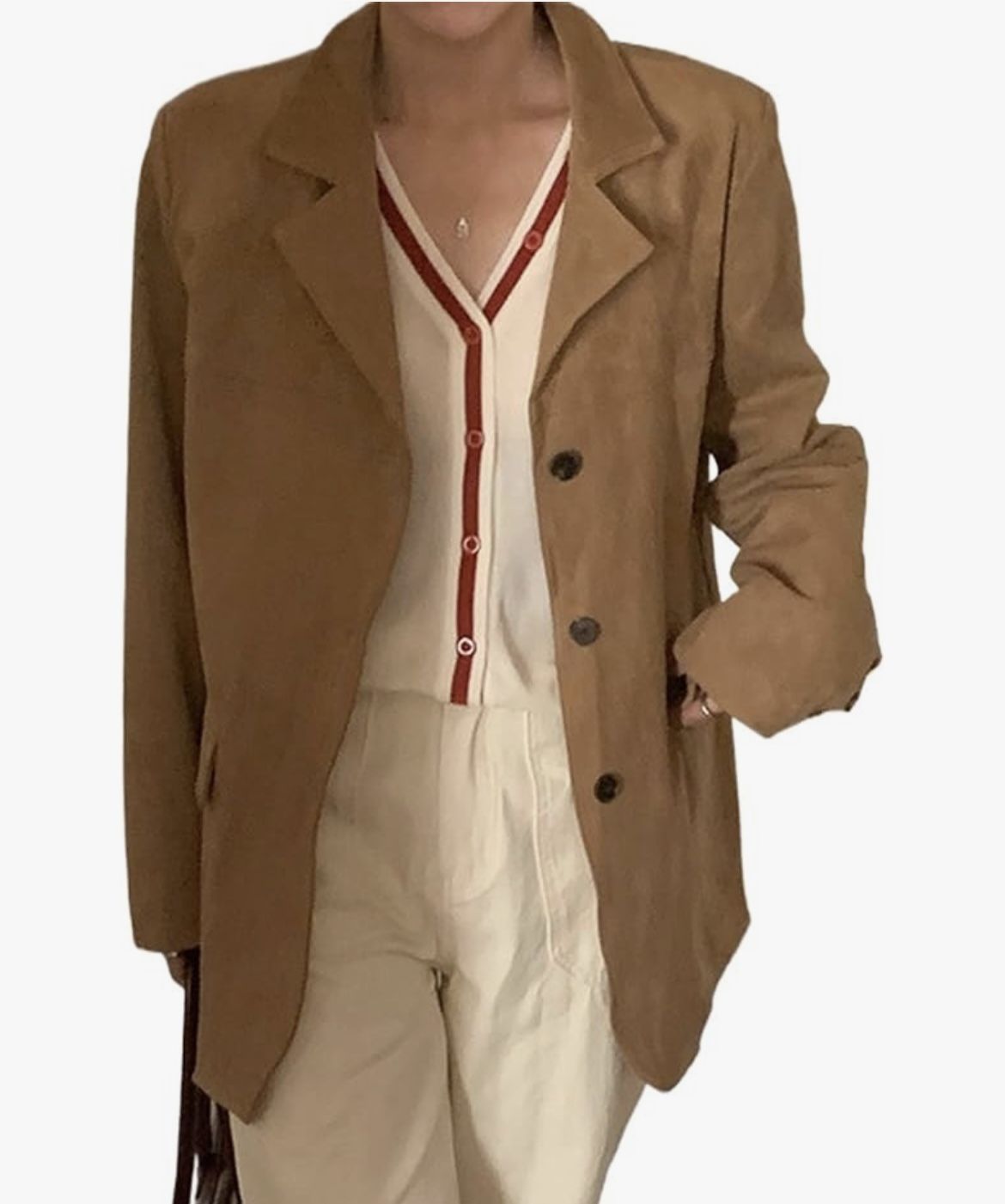 Women’s Suede Jacket Y2k Faux Leather oversized blazer, size M/L