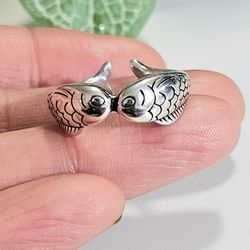 925 Sterling Silver men's ladies women's koi fish Cuff Ring Gift