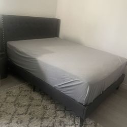 Cost way-Full Size Upholster Bed Button Tufted Headboard 