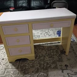 Pink and yellow desk