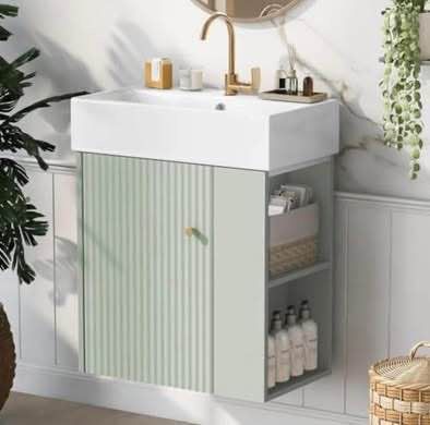 New Assembled 22" Floating Bathroom Vanity w/ Sink,Soft Closing Doors open shelf wall mounted