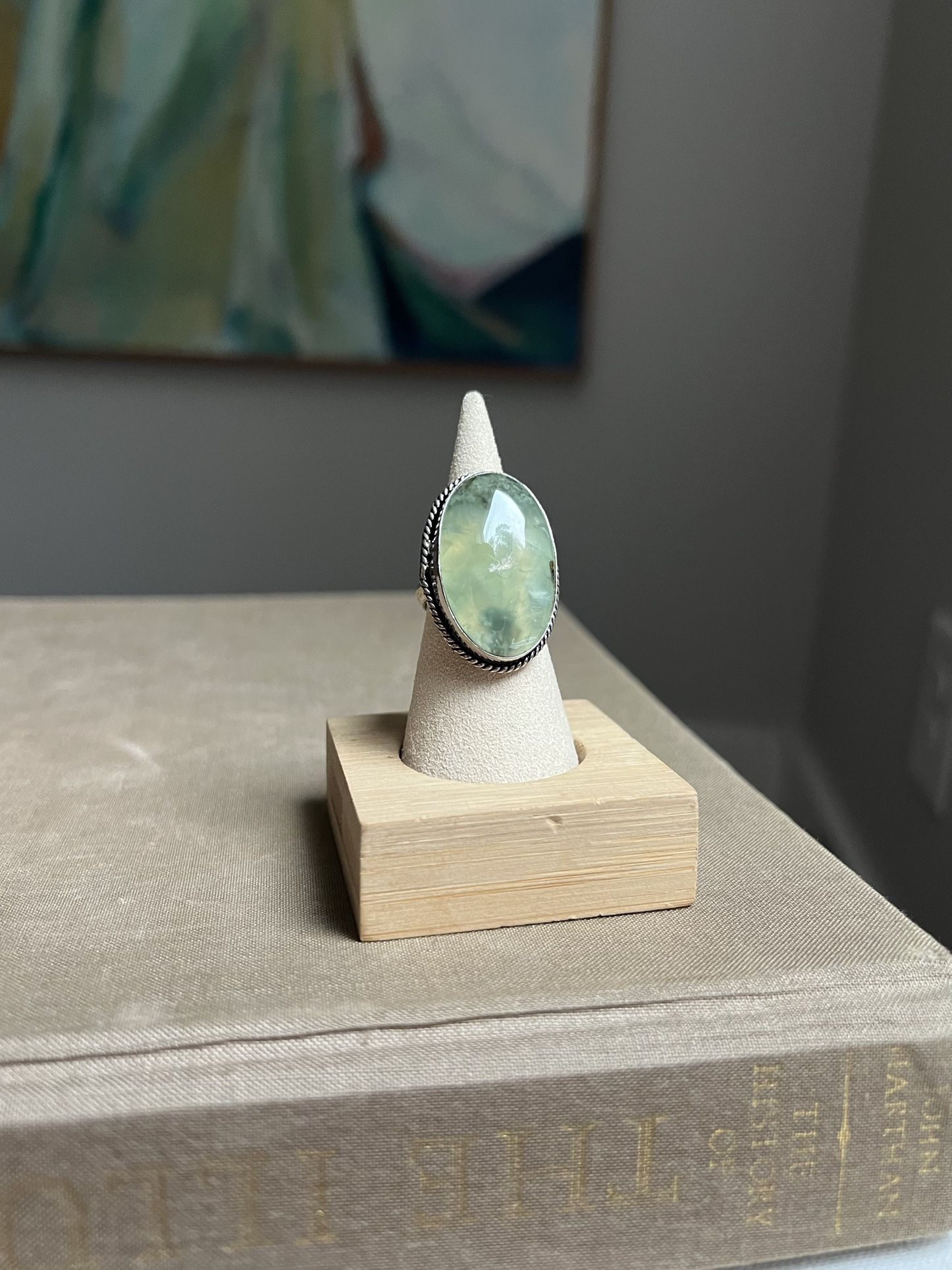 Adjustable Moss Agate Gemstone Ring ( firm on price ) 