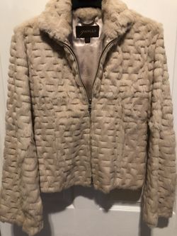 Real Rabbit Fur Jacket Coat Beige Color By Guess Size M