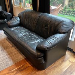 Black Leather Sofa / Couch 