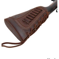 Wayne Dog Leather Rifle Buttstock Cover With Ammo Slots. For 357