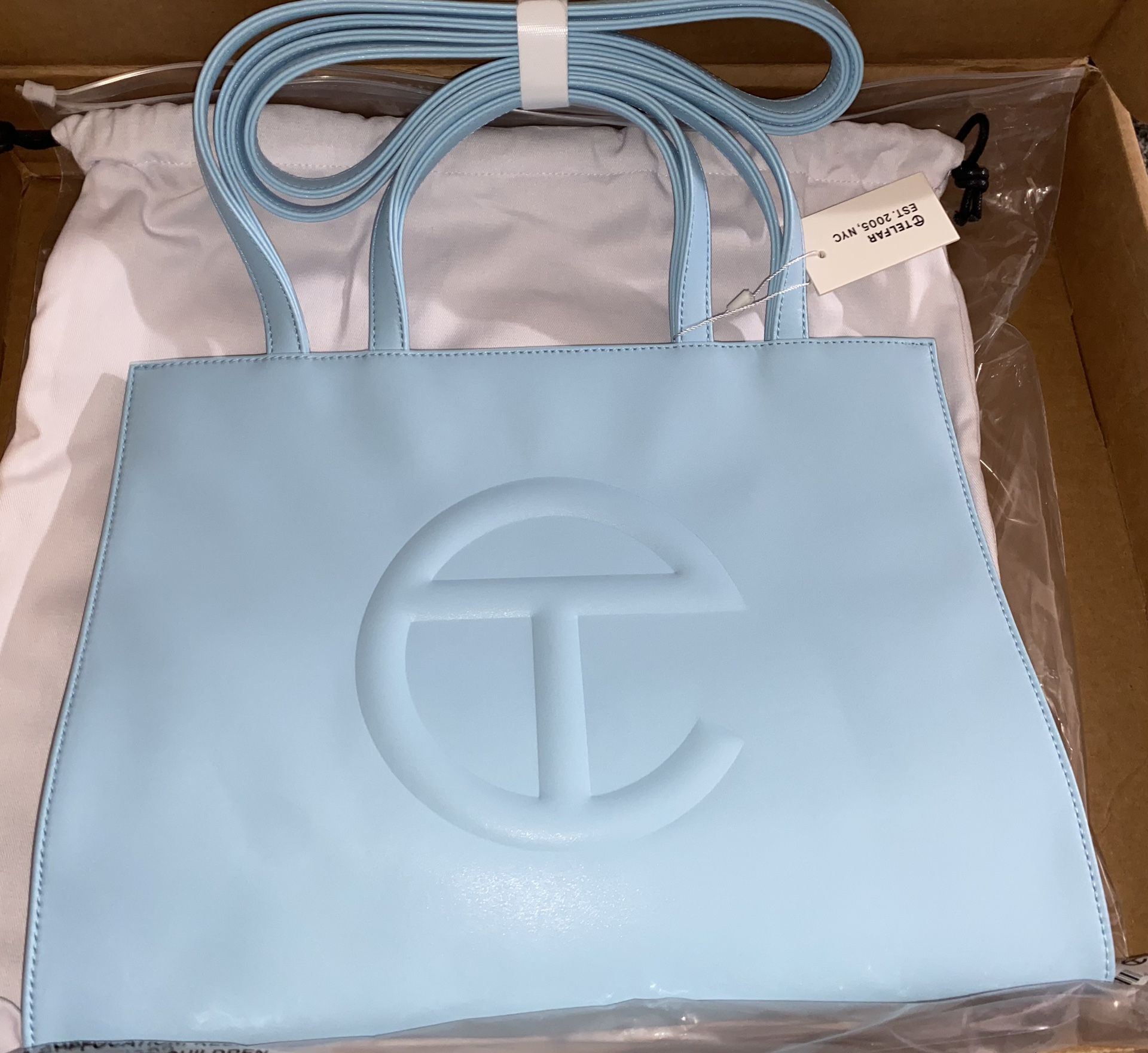 TELFAR Vegan Leather Small Shopping Bag Pool Blue 1220300