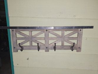 37x13x6  rustic coat  shelf