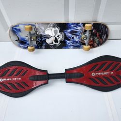 Razor RipStik Ripster Caster Board Classic - Red, 2 Wheel Skateboard with 76 mm 360-Degree Inclined Casters And Free Bonus Skateboard 