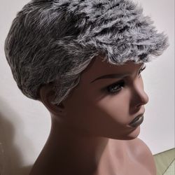 Old Lady Or Old Man Short Hair Gray Costume Wig
