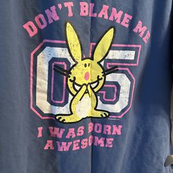 It’s Happy Bunny One Piece Pajama, Blue, XL