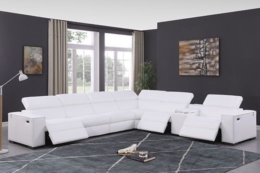 6pcs Power Leather Recliner Sectional 
