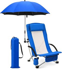 Colingmill 2 Pcs Low Beach Chair with Umbrella