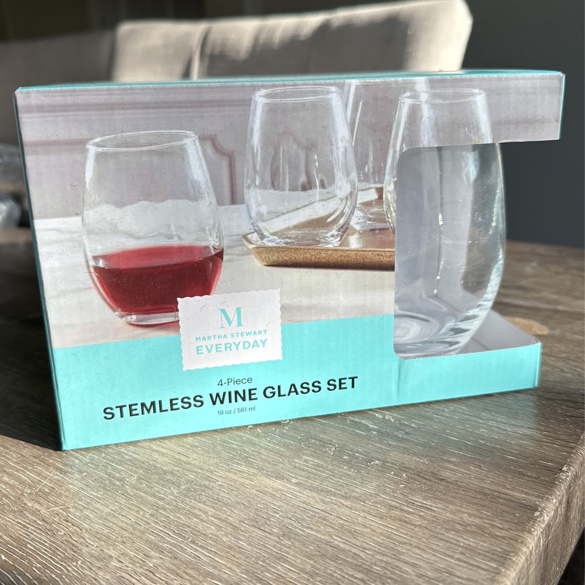 Martha Stewart 4-Piece Stemless Wine Glass Set