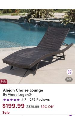 Dark Brown Outdoor Woven Wicker  Chaise Lounge Chair