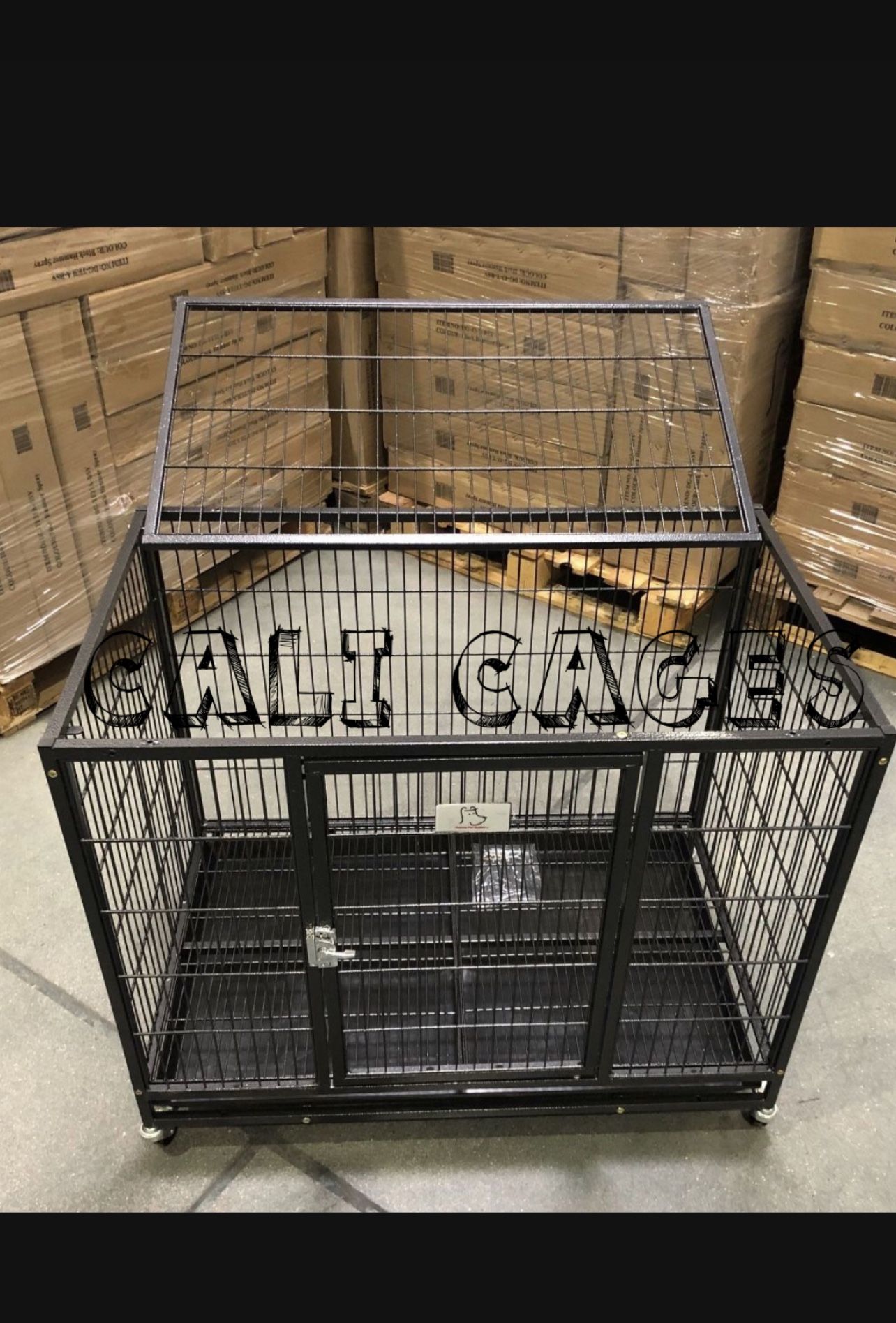 Dog Pet Cage Kennel Size 37”  Medium With Metal Floor Grid Tray And Wheels New In Box ? 