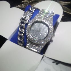 Millionaire Executive Rapper Heavy Resizable Watch Long Lasting Lab Diamond 18" Short Chain Set New
Beautiful 