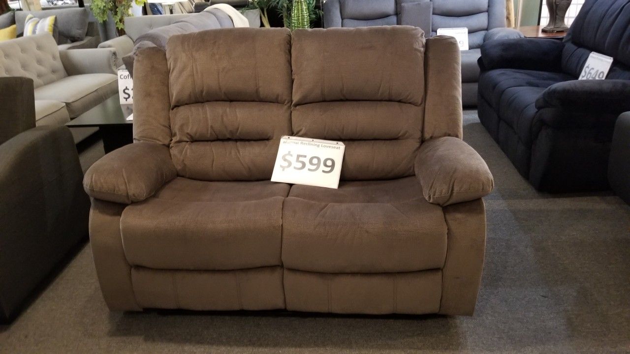 New Brown Microfiber Manual Reclining Loveseat