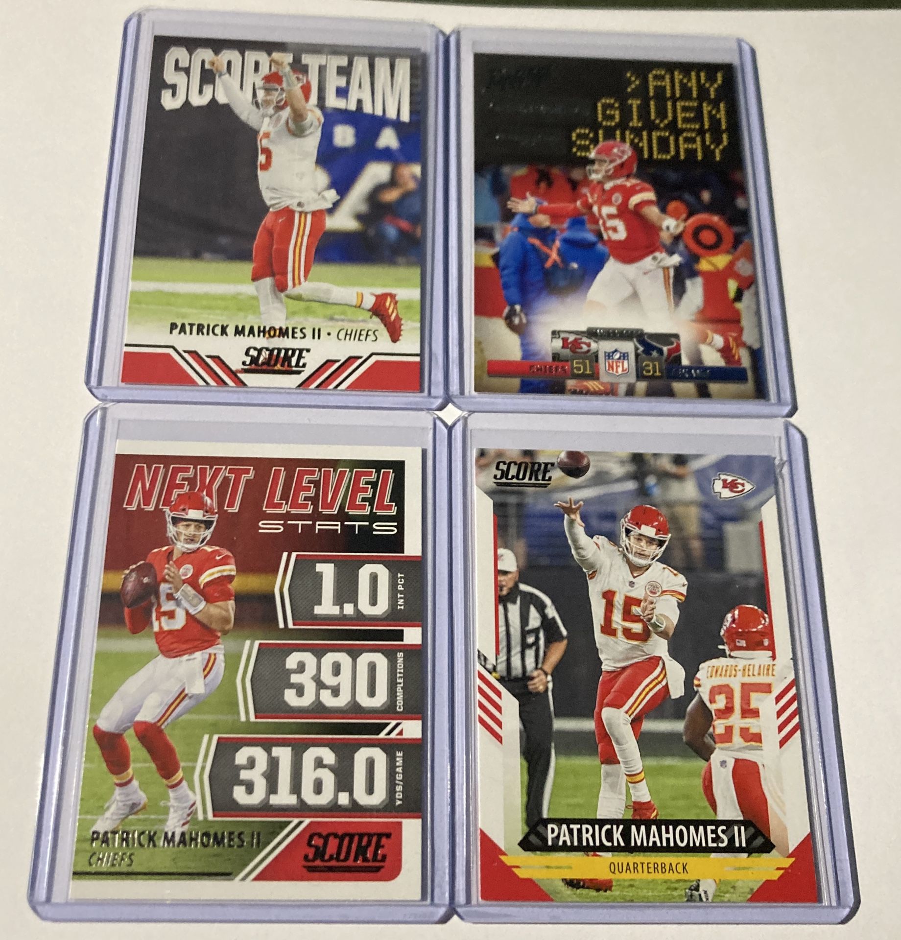 Patrick Mahomes Lot Of 4 Football Cards Kansas City Chiefs