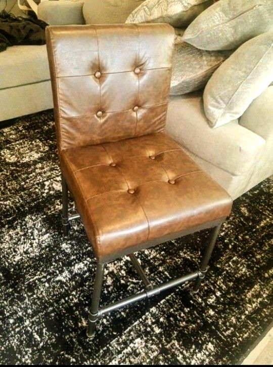 Dark Brown and Black Counter Stools (Set of 2) Faux Leather