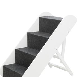 TRIXIE 4-Step Pet Stairs Nonslip Carpet Treads, Adjustable Height Dog Steps, Indoor Pet Steps for Dogs and Cats, White