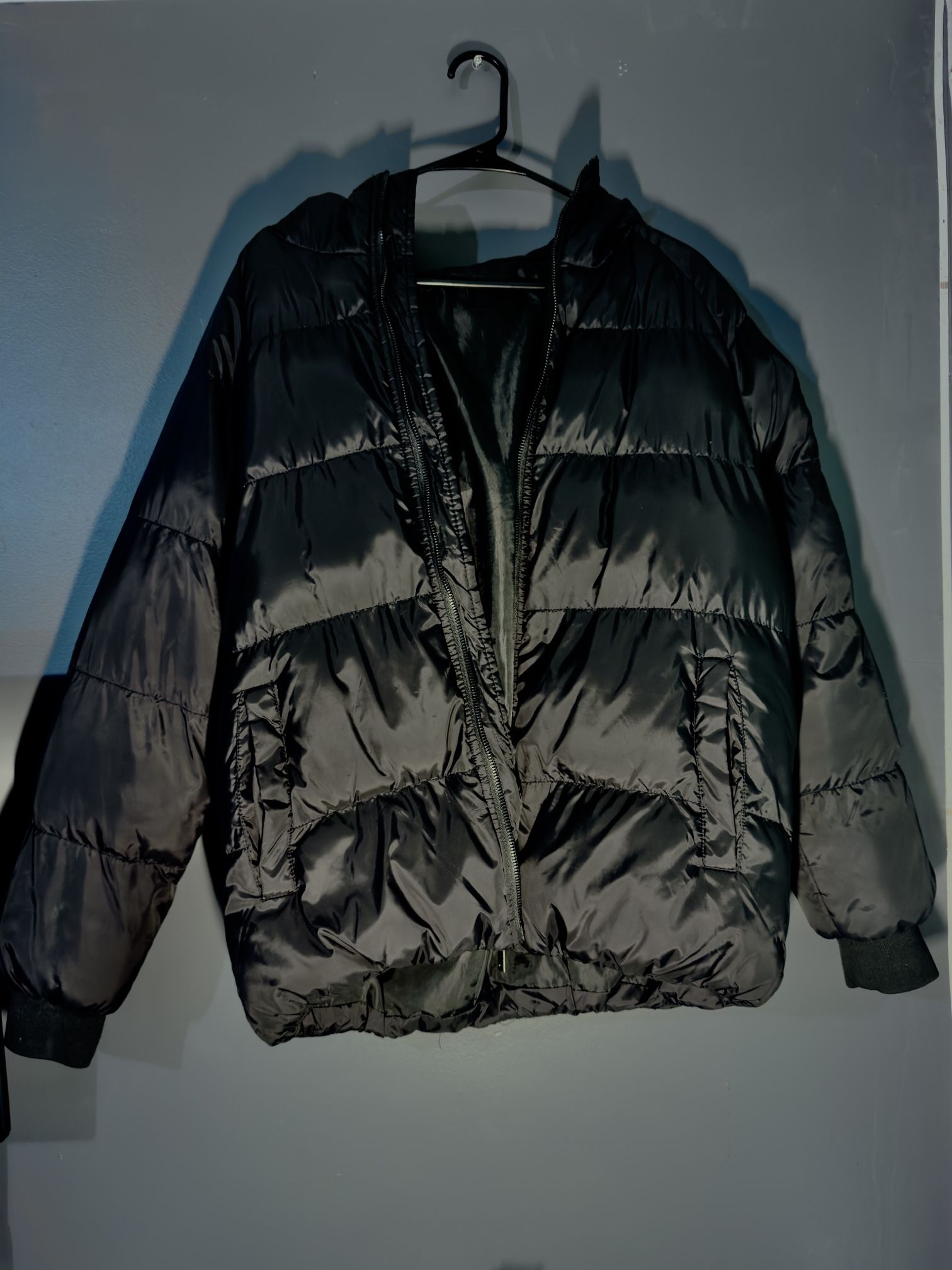Hooded Puffer Jacket, Black, (Men’s Small)