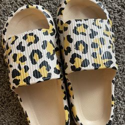 Leopard Print Slides Sandals